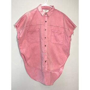 OneTeaspoon Evil Eye Daria Shirt Oversized Raw Hem Short Sleeve Boho Edgy 90s